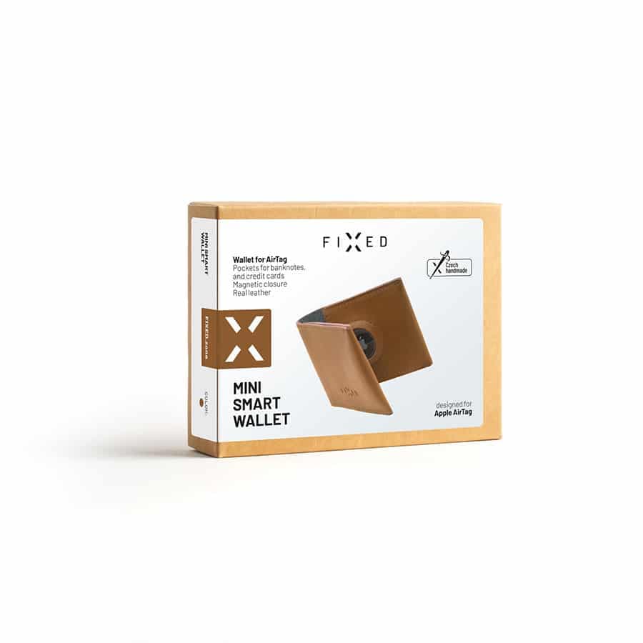 Fixed Smile kožená pěněženka na airtag hnědá - náhled 5