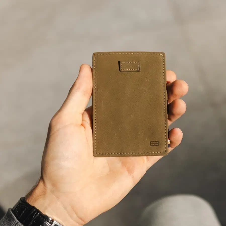 Kožená vysouvací peněženka s kapsou na mince Cavare Vintage Garzini Camel Brown - náhled 2