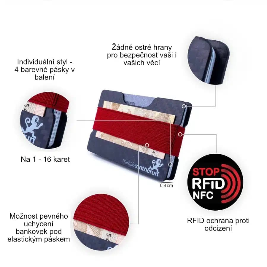 MakakaOnTheRun Karbonová slim RFID peněženka na karty - náhled 4