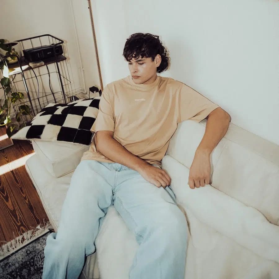 Johnny Urban Bavlněné oversize tričko Sammy Print béžové L - náhled 5