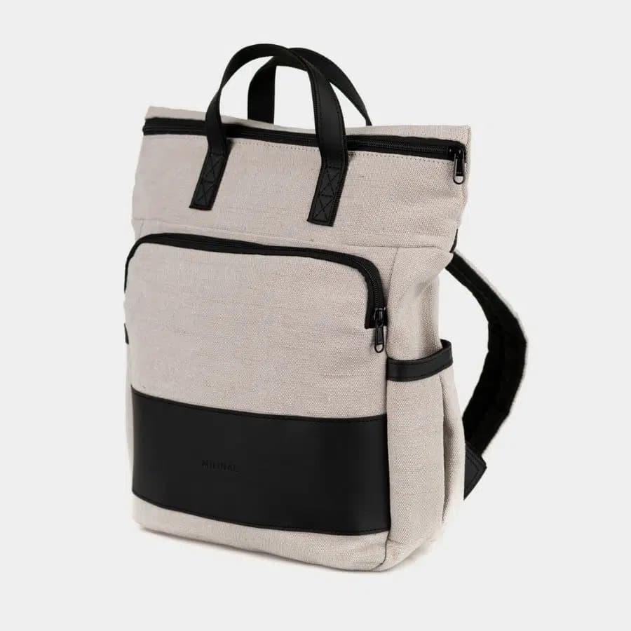 Milinal Městský batoh na zip Solver Mini beige 14l - náhled 3
