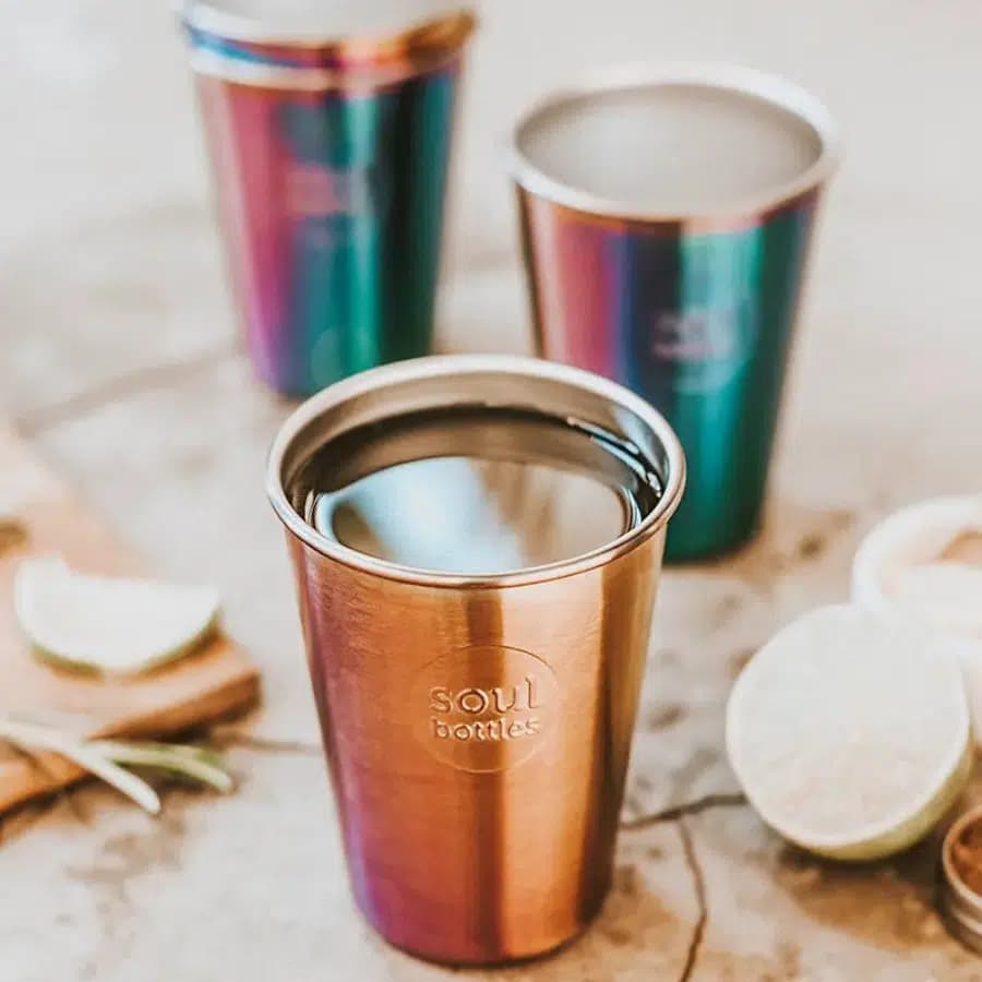 Soulbottles Nerezové kelímky na pití 4 ks Gold 300ml - náhled 3