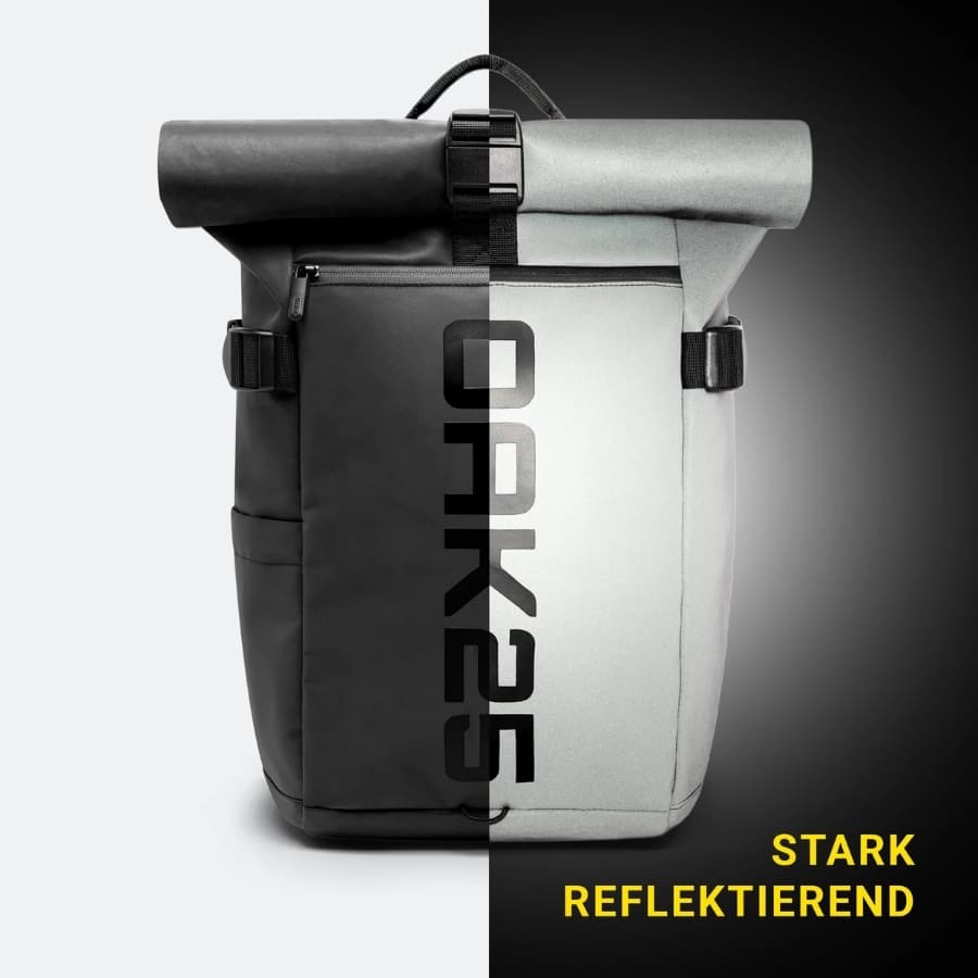 Oak25 Nepromokavý cestovní reflexní batoh Luminite Rolltop Lite černý 19l - náhled 2