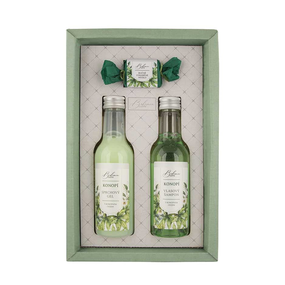 Bohemia Gifts Sada konopí premium – gel 200 ml, šampon 200 ml, mýdlo 30 g
