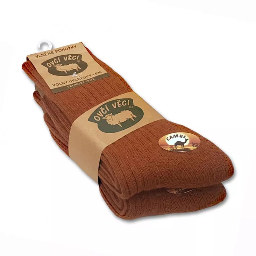 OVČÍ VĚCI Ponožky z ovčí vlny 425 g - CAMEL 2 páry