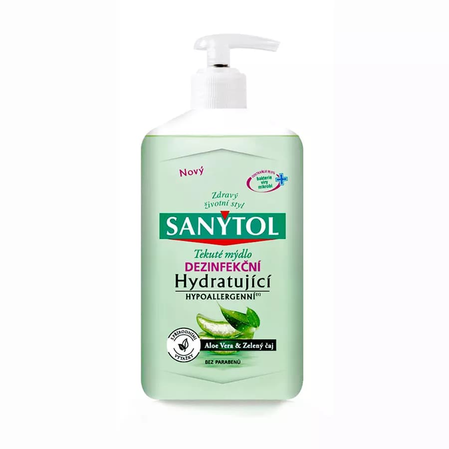 Sanytol dezinfekční hydratující mýdlo Zelený čaj &amp; Aloe Vera 250 ml