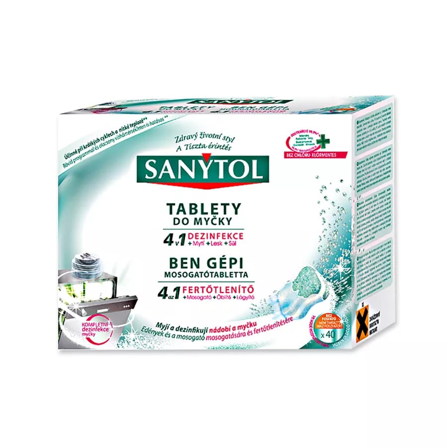 Sanytol Tablety do myčky 4 v 1 s dezinfekcí, 40 ks