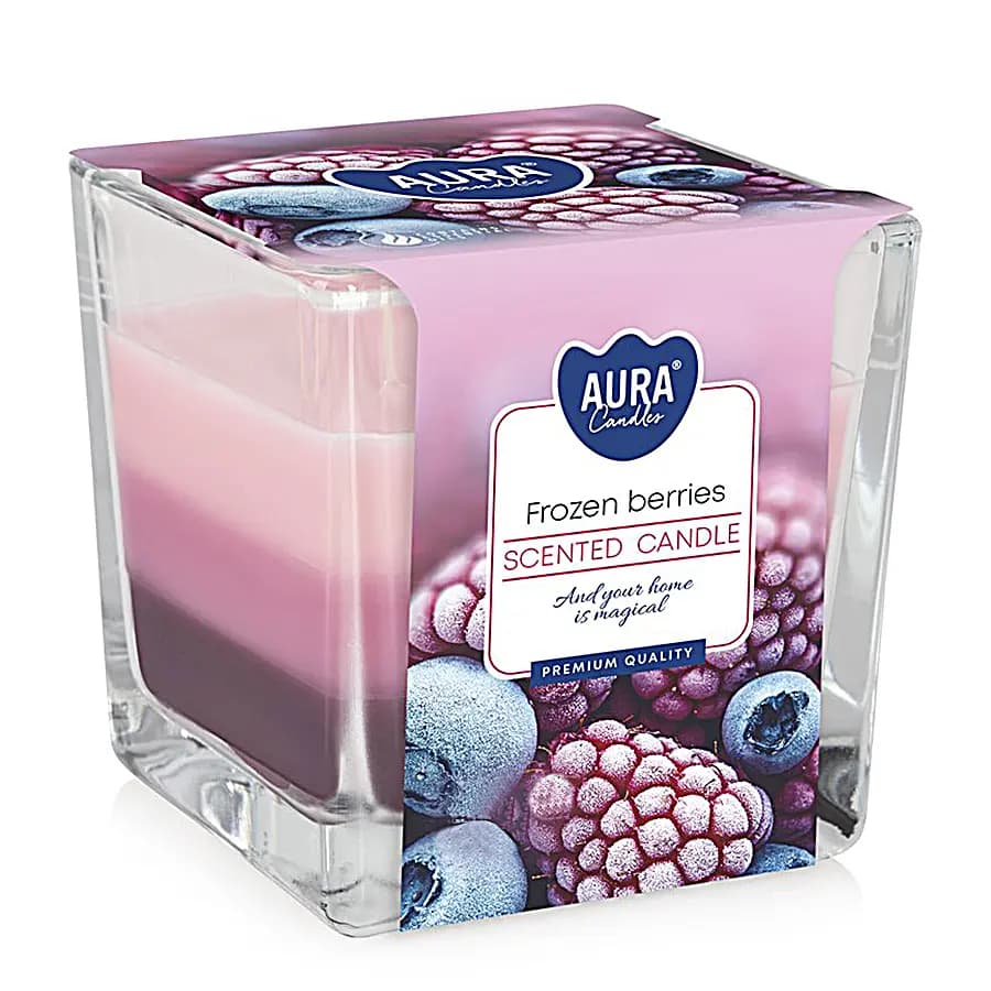 Bispol Tříbarevná vonná svíčka ve skle - Frozen Berries 170 g