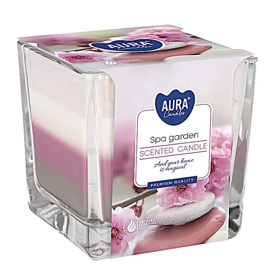 Bispol Tříbarevná vonná svíčka ve skle - SPA Garden 170 g