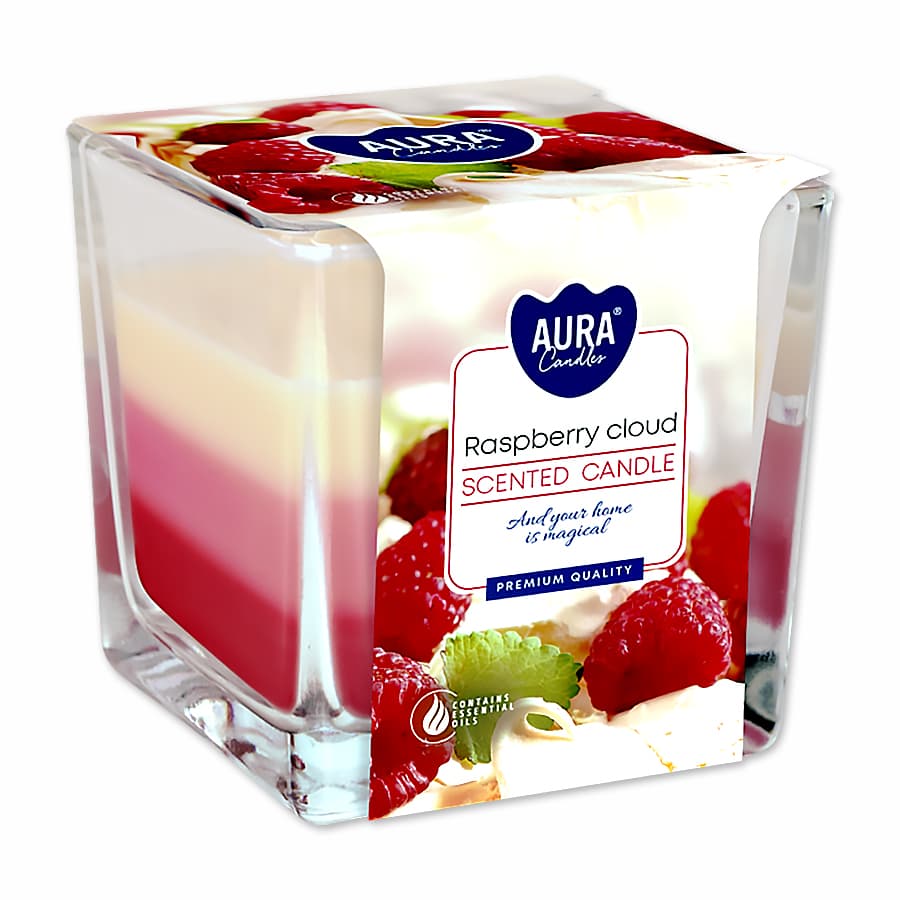 Bispol Tříbarevná vonná svíčka ve skle - Raspberry cloud 170 g