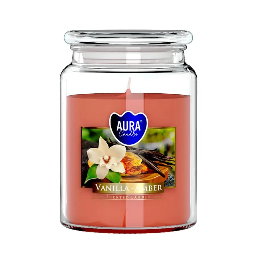 Bispol Vonná svíčka ve skle s víkem VANILLA - AMBER 500 g