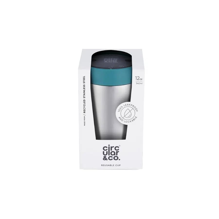 Circular & Co. Recyklovaný nerezový kelímek na pití 340ml Aquamarine Green - náhled 4