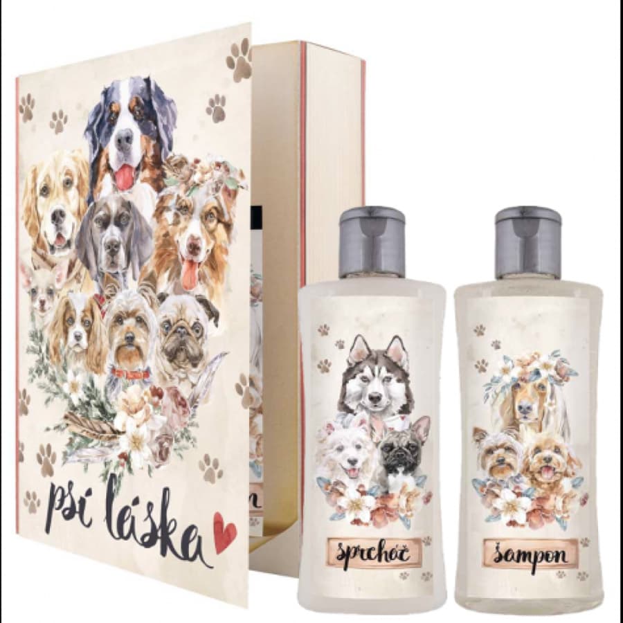 Bohemia Gifts Psí láska sprchový gel 250 ml + šampon na vlasy 250 ml kniha dárková sada